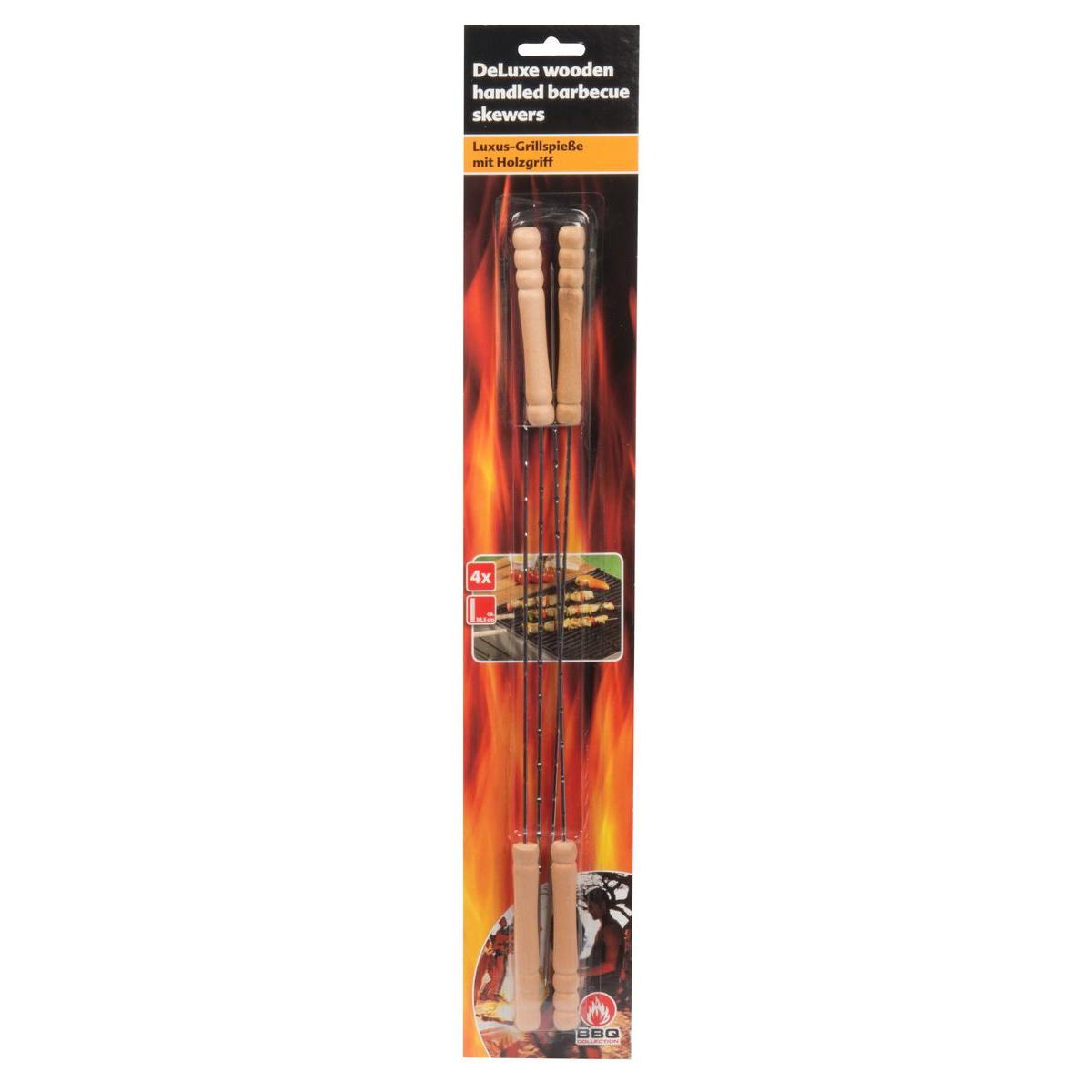 4 brochettes en inox avec manche en bois 4 brochettes en inox avec manche en bois