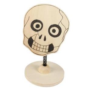 Marque place tête de mort à customiser - Bois - 6 x 10 cm - Beige