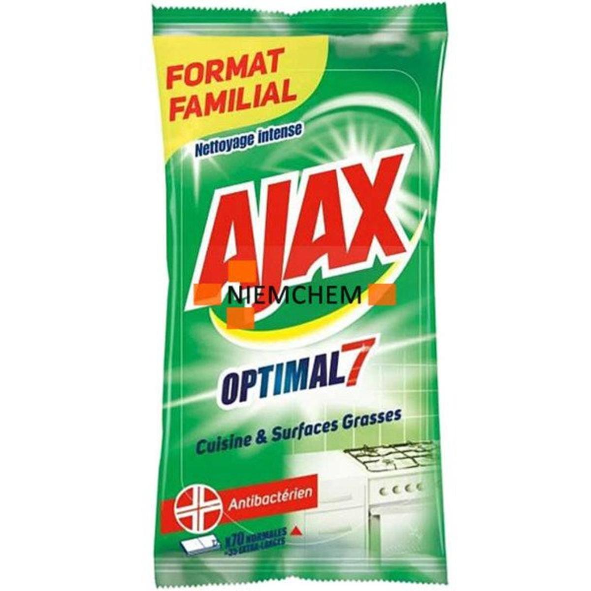 Lingettes antibactériennes multisurfaces Optimal 7 - 70 pièces - AJAX