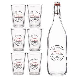 Set 6 verres + bouteille bistrot