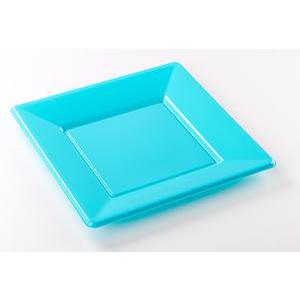 Lot de 8 assiettes - plastique -23 cm x 23 cm - Bleu turquoise