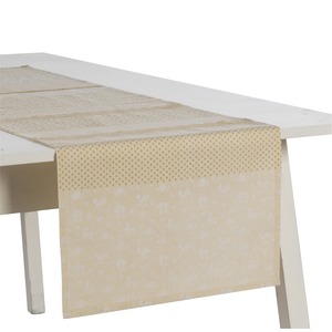 Chemin de table modèle patchwork en coton - 40 x 150 cm - Blanc écru