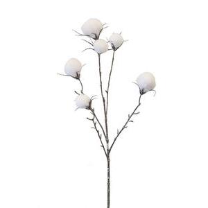 Branche de coton synthétique irisée - H 63 cm - Blanc, marron