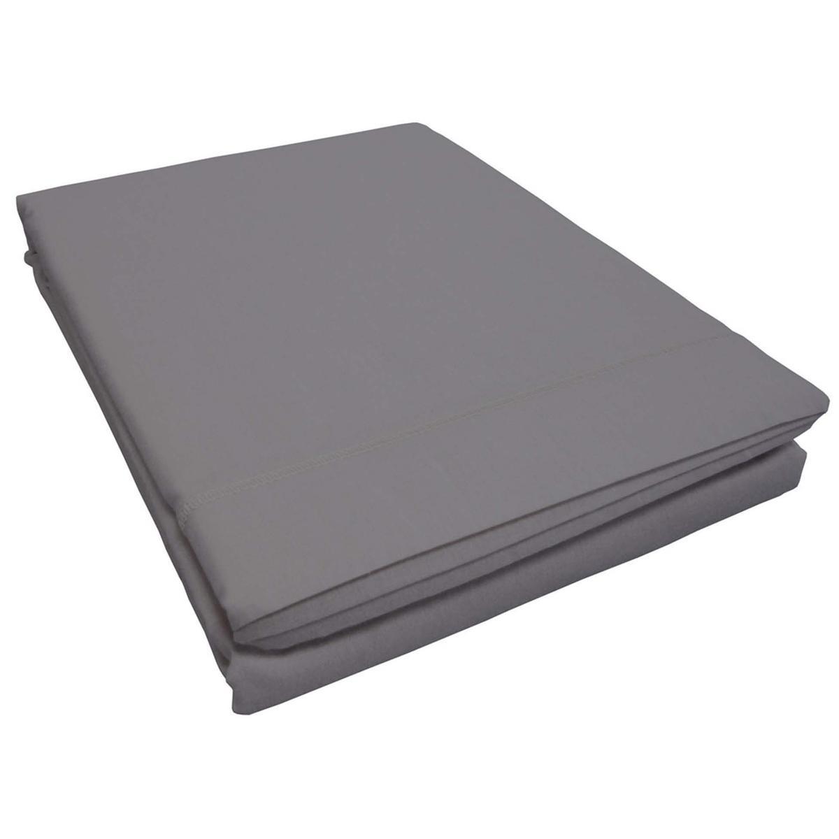 Drap plat 100% coton 57 fils 180 x 290 cm - Gris anthracite Drap plat 100% coton 57 fils 180 x 290 cm - Gris anthracite
