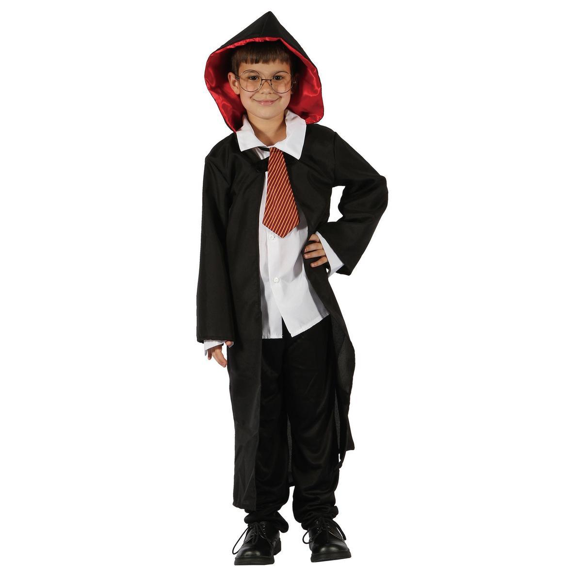 Déguisement de petit sorcier - 100 % Polyester - 4 à 12 ans - Noir et blanc Déguisement de petit sorcier - 100 % Polyester - 4 à 12 ans - Noir et blanc