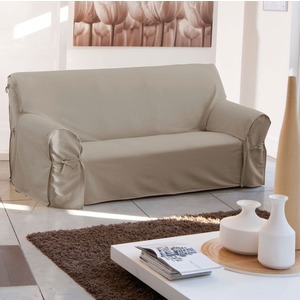 Housse de canapé à nouettes - 205 x 90 x 60 cm - Blanc
