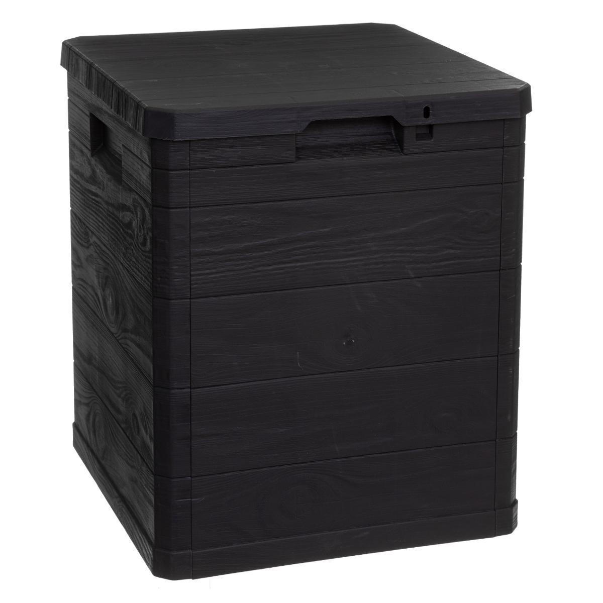 Coffre de rangement imitation bois - 90 L - Gris anthracite Coffre de rangement imitation bois - 90 L - Gris anthracite
