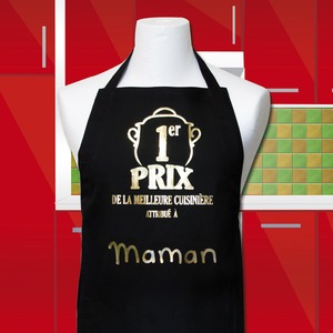 Tablier de cuisine Maman 1er prix de la meilleure cuisinière - Noir et jaune or