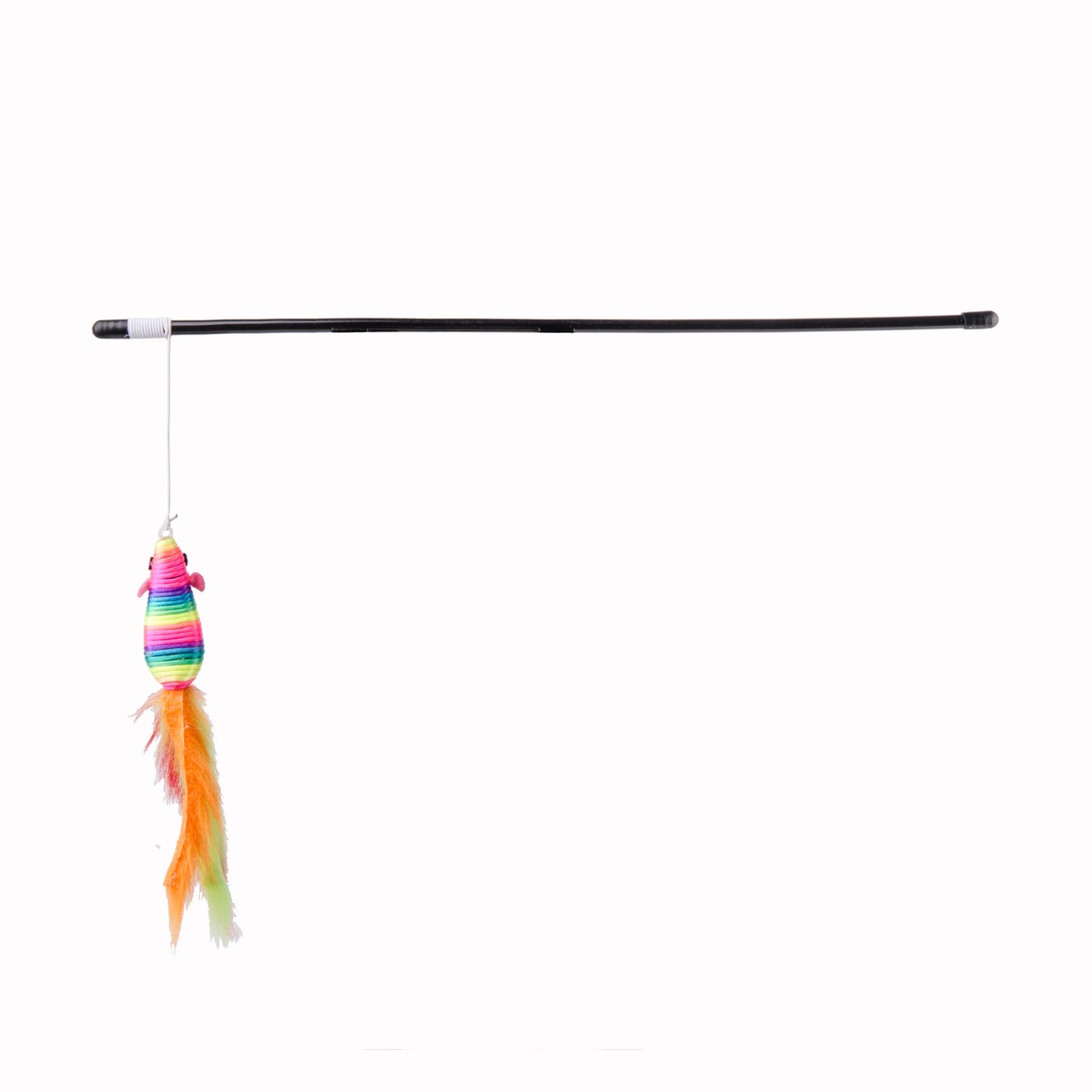 Jouet pour chat bâton modèle souris - Hauteur 46 cm - Multicolore