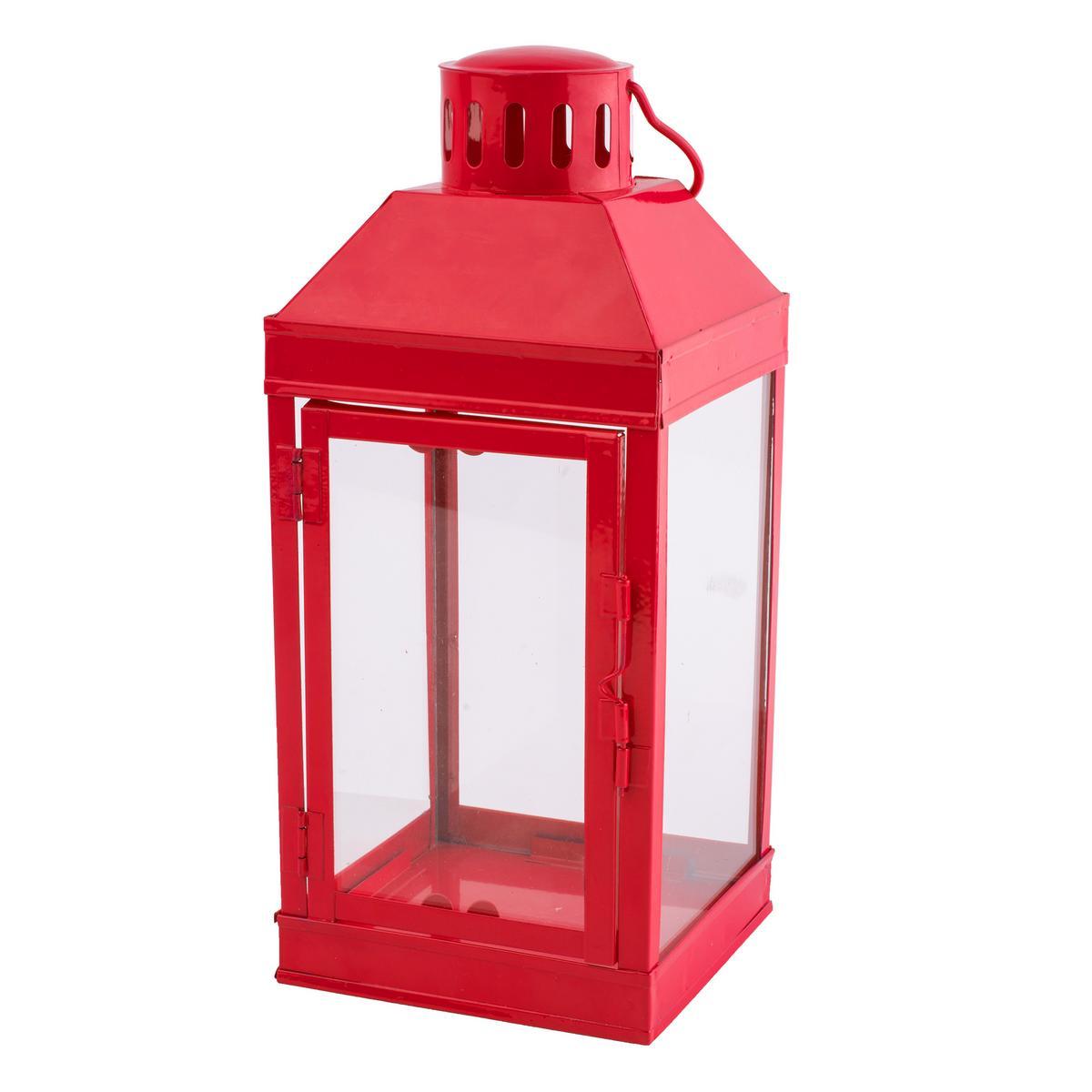 Lanterne - Acier - 17,5 x 17,5 x H 45 cm - Rouge Lanterne - Acier - 17,5 x 17,5 x H 45 cm - Rouge