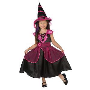 Déguisement sorcière en polyester , 4 à 12 ans , Noir et rouge
