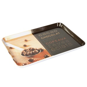 Plateau de présentation en mélamine - 30 x 22 cm - thème chocolat - marron