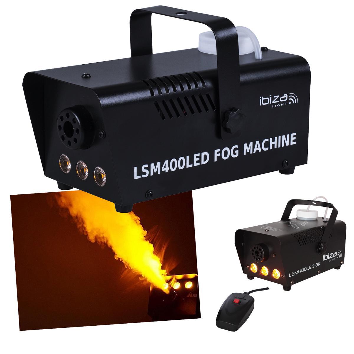 Machine à fumée 400 w + 3 LED - Plastique - Noir