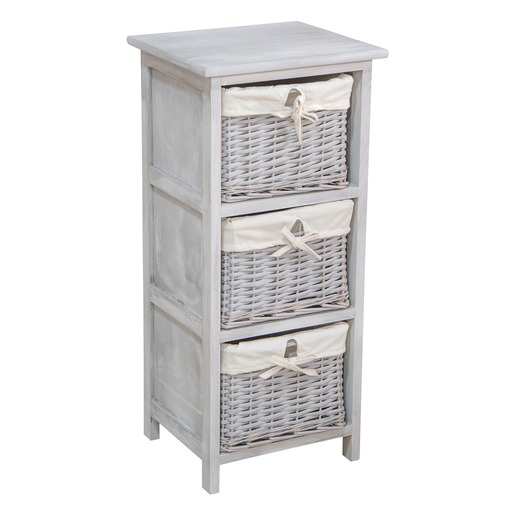 Meuble De Rangement 3 Tiroirs 33 X 29 X H 72 Cm Gris Patine