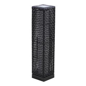 Balise solaire effet rotin tressé - Plastique - 16 x 16 x H 68 cm - Noir