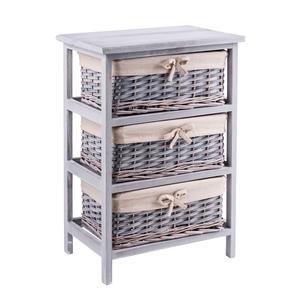 Meuble 3 paniers - Paulownia - 40 x 29 x H 57 cm - Gris