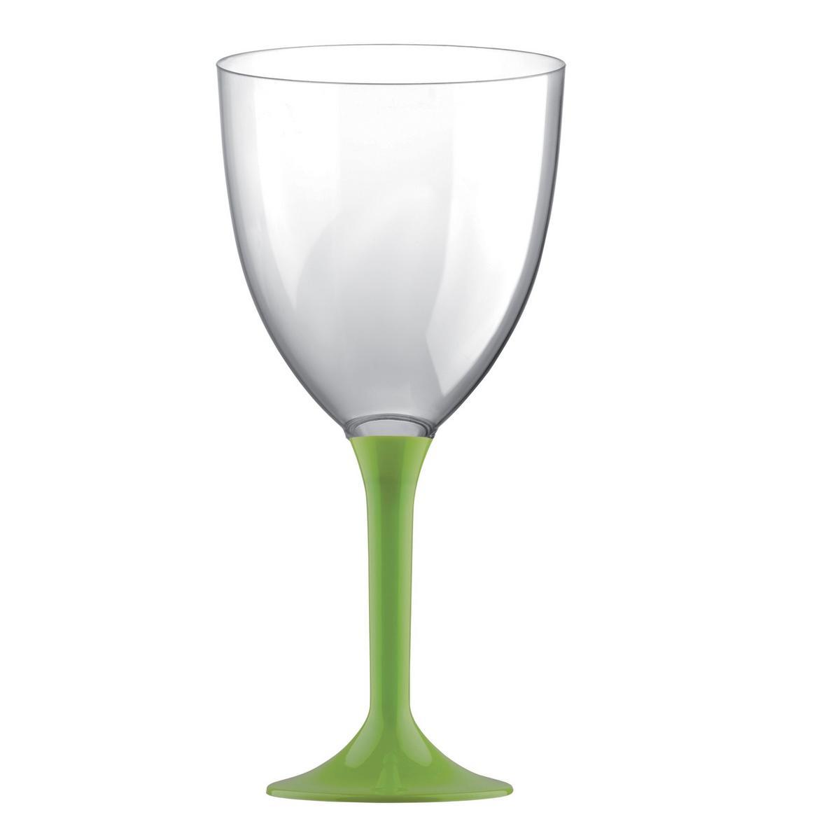 6 verres maxi à pied - Plastique - 30 cl - Vert et transparent