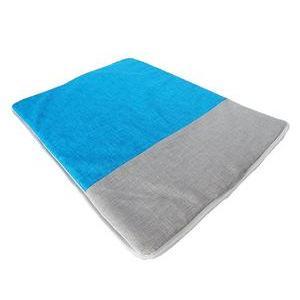 Tapis pour chien - Polyester et coton - 80 x 58 x H 2 cm - Bleu et beige