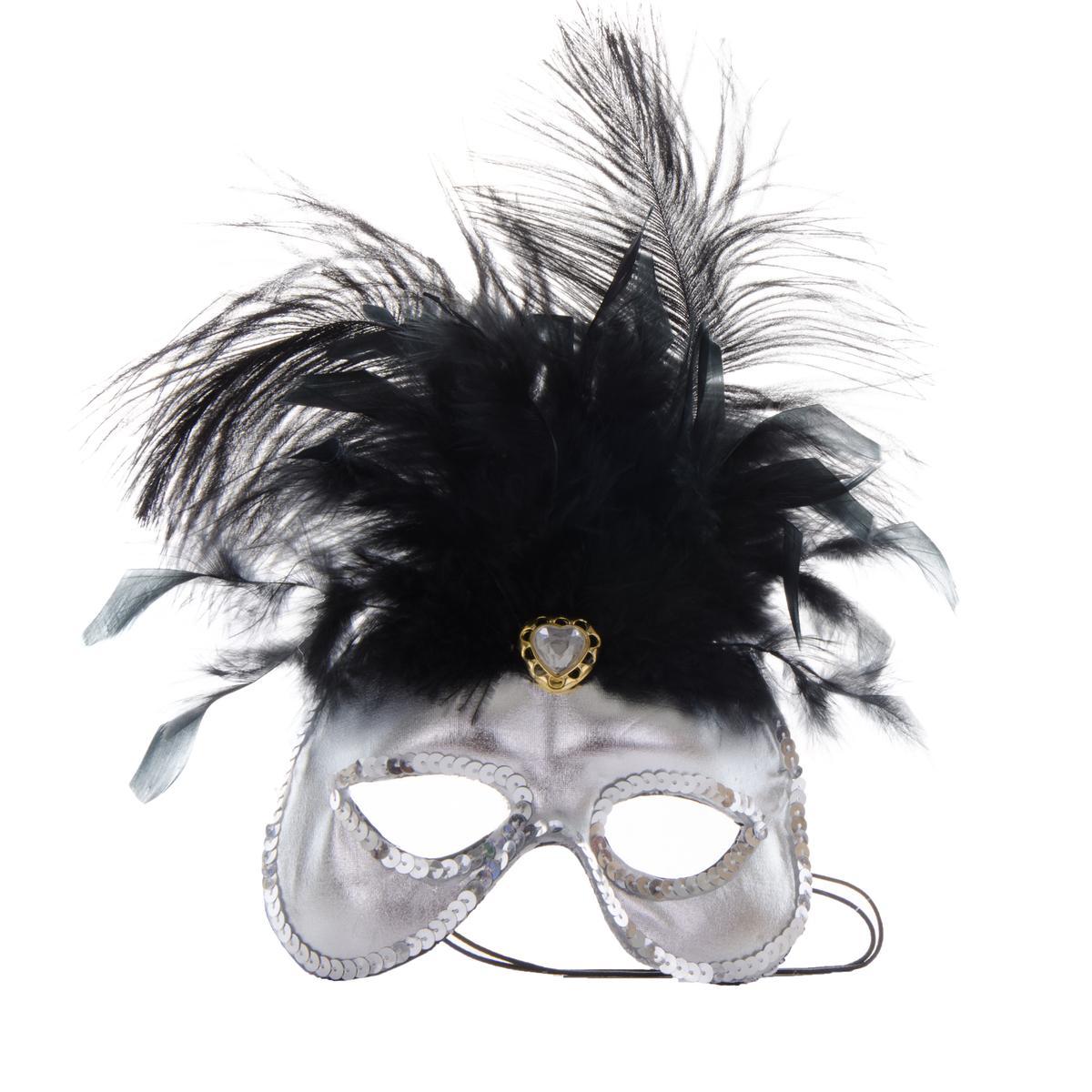 Masque plume et diamant - 20 x 30 cm - Noir Masque plume et diamant - 20 x 30 cm - Noir