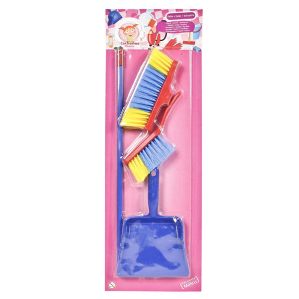 Ensemble pelle balai balayette plastique Rouge Bleu