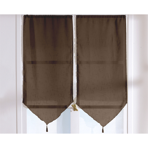 Paire de vitrages - 100% polyester - 60 x 160 cm - Marron Paire de vitrages - 100% polyester - 60 x 160 cm - Marron