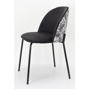 Chaise Viviane en velours - Blanc, noir