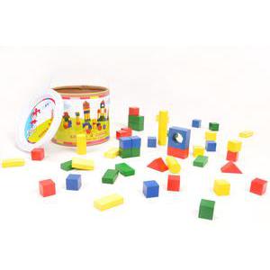 Cubes de construction 50 pièces en bois - 15 x 18 cm - Multicolore