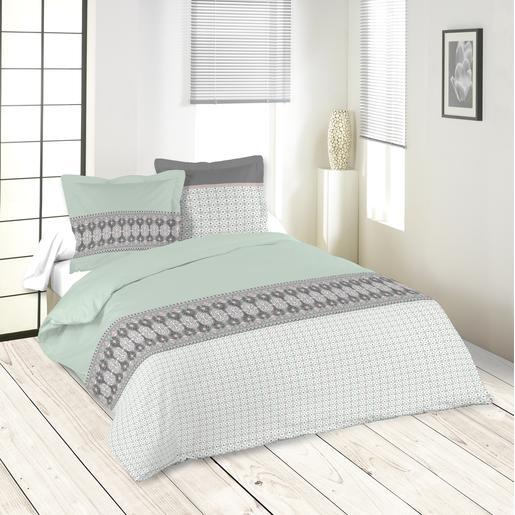 Housse De Couette Echeveria Vert Gris Blanc Linge De Lit