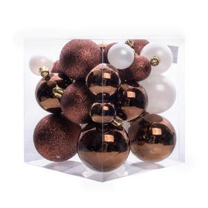 31 boules de Noël - ø 3 à 6 cm - Blanc, marron