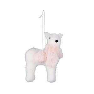 Suspension biche à écharpe - 7 x 3 x H 11 cm - Blanc, rose