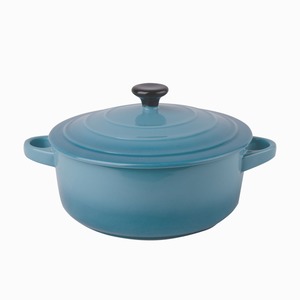 Cocotte ronde en grés - Diamètre 22 x H 14,5 cm - Bleu