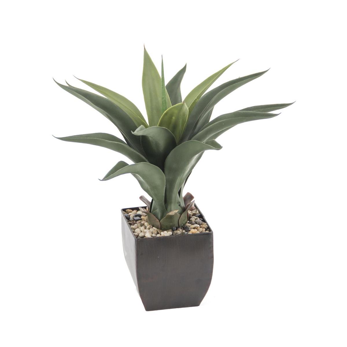 Plante d'Aloe en pot métal - H 56 cm