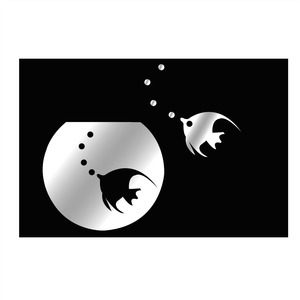 Sticker miroir poissons - 40 x 60 cm - Multicolore