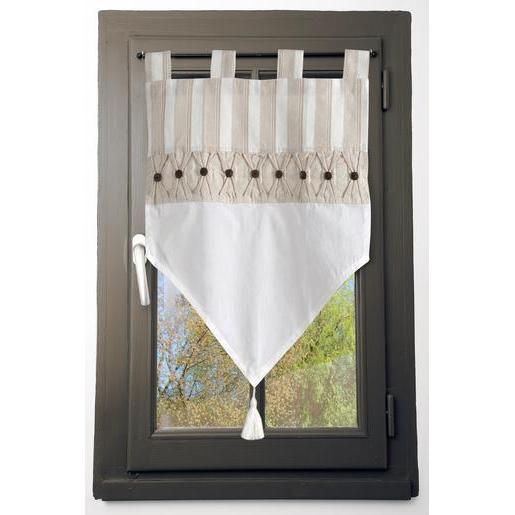 Brise Vue Beige En Coton Paire De Vitrage Voilage Pour
