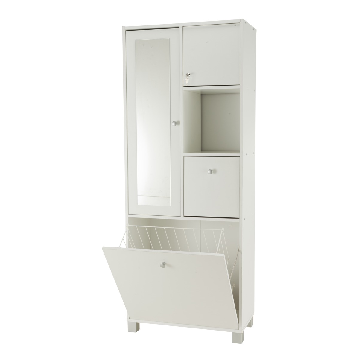 Meuble De Salle De Bains Avec Miroir 65 7 X 32 6 X H 168 5 Cm Blanc Meuble De Salle Bain Et Colones Salle De Bain La Foir Fouille