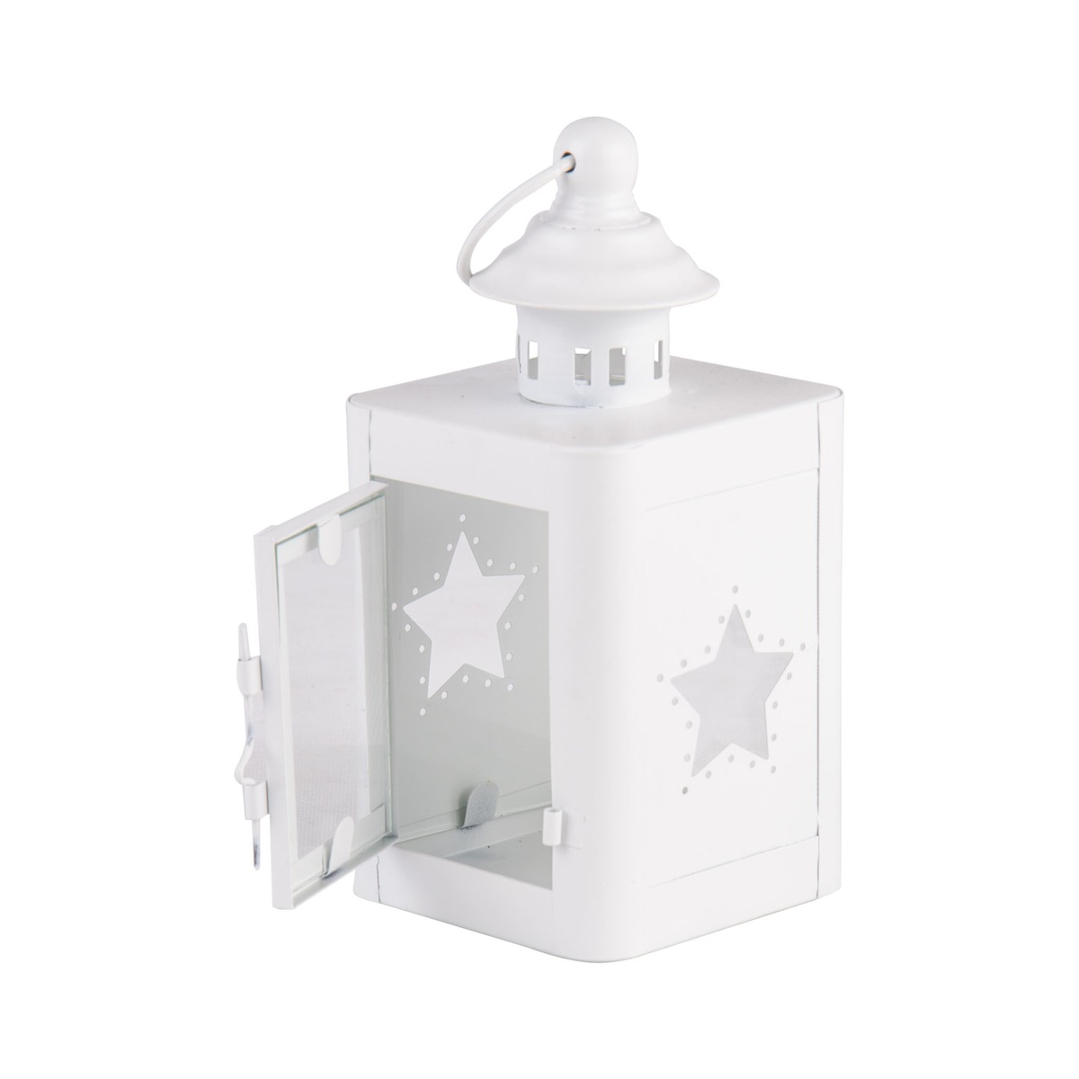 Photophore lanterne motif étoile - 9 x H 19,5 cm - Blanc Photophore lanterne motif étoile - 9 x H 19,5 cm - Blanc