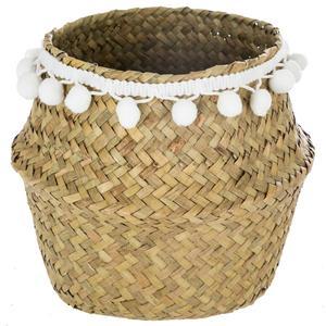 Panier seagrass pompon blc pm