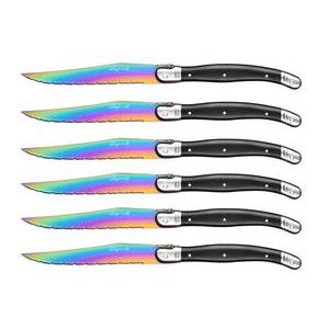 6 couteaux Laguiole - Inox et plastique - 25,5 x 15,5 x 1,5 cm - Noir