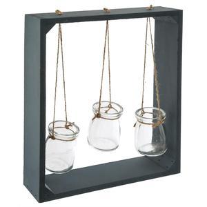 Soliflore x 3 suspendu dans cadre bois collect H 30 assortis