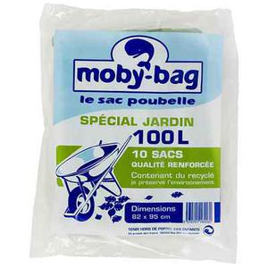 Lot de 10 sacs jardin à plat Moby Bag - 100 litres - Polyéthylène Recycle - Vert