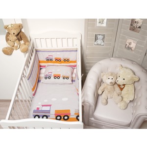 Couette bébé fille petit train + oreiller - Couette 90 x 110 cm - Oreiller 35 x 45 cm - Violet parme