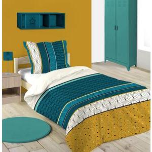 Housse de couette Guimard - L 200 x l 140 cm - Bleu, blanc, jaune