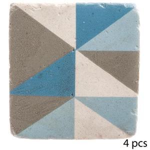 Sous verre resine x 4 10,2 cm geometrique triangle bleu