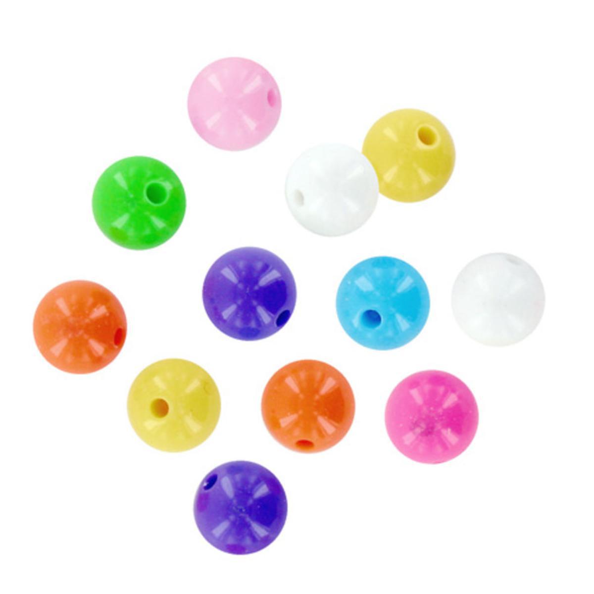 Perles acryliques 8 couleurs 60 grs - 10 mm - Multicolore