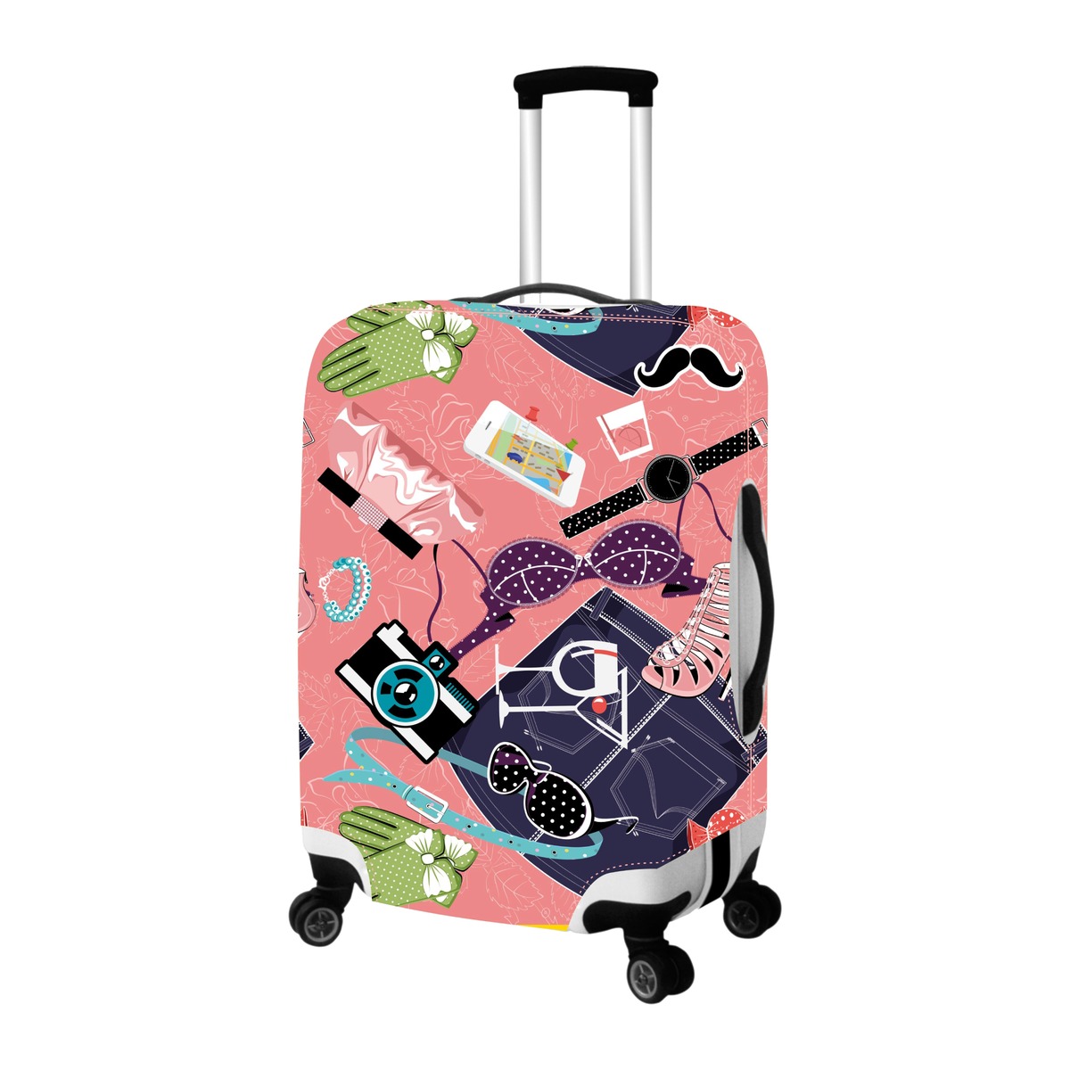 Housse de valise à motifs - 65 x 75 cm - Rose