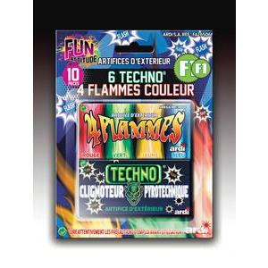 6 techno + 4 flammes de couleur