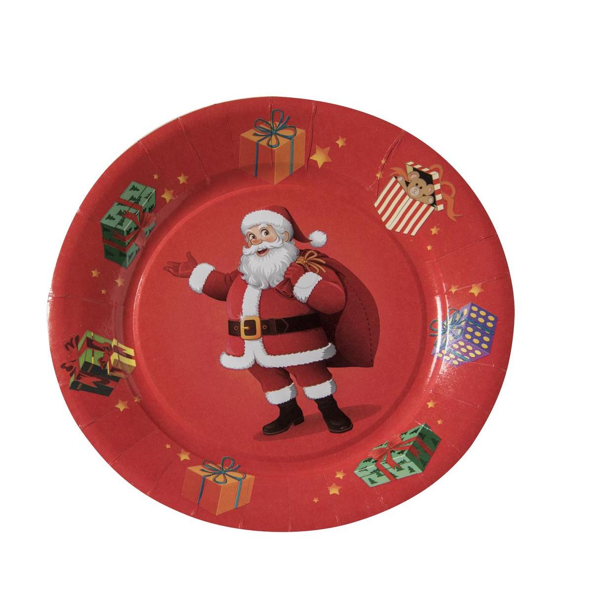 10 assiettes jetables - Papier - Ø 23 cm - Décor de Noël