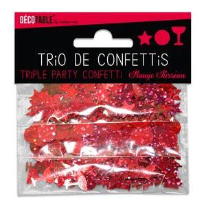 Trio de confettis rouge passion