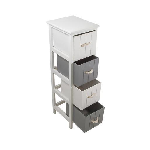 Meuble 4 Paniers Paulownia Blanc Accessoires Salle De Bain