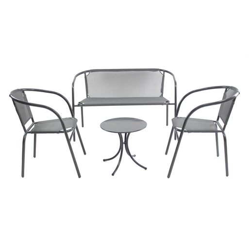 Salon De Jardin Acier Textilene Gris Mobilier De Jardin